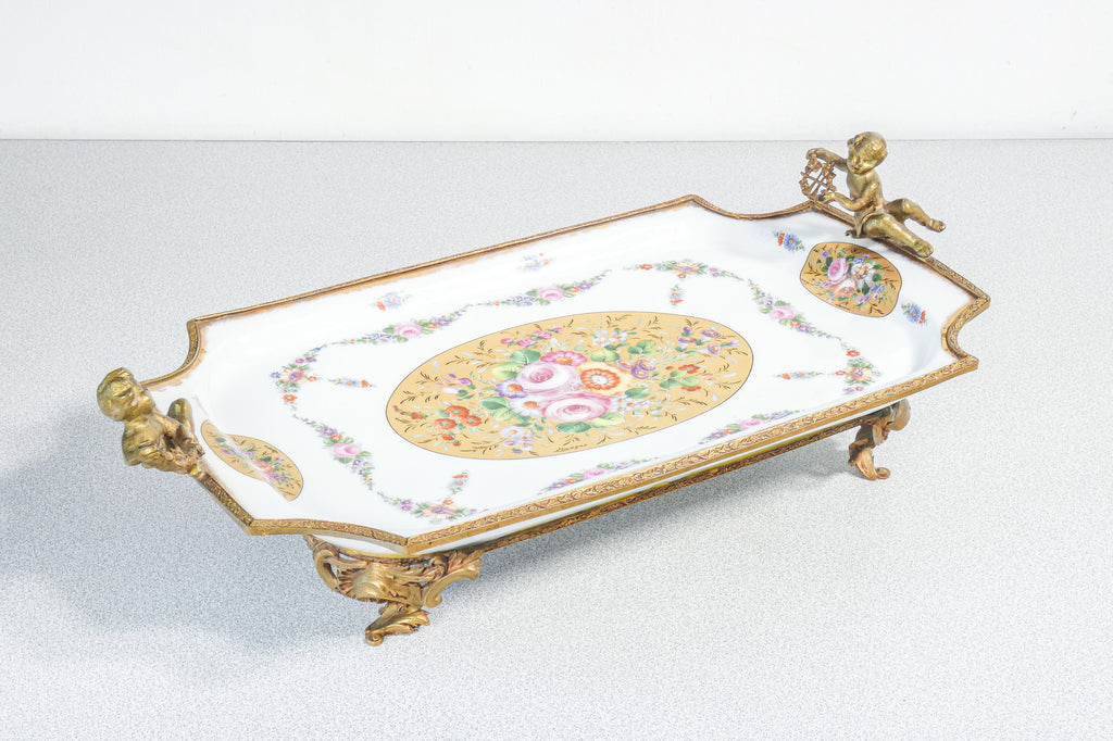 alzata porcellana vieux limoges porcelaine de france dipinta a mano centrotavola