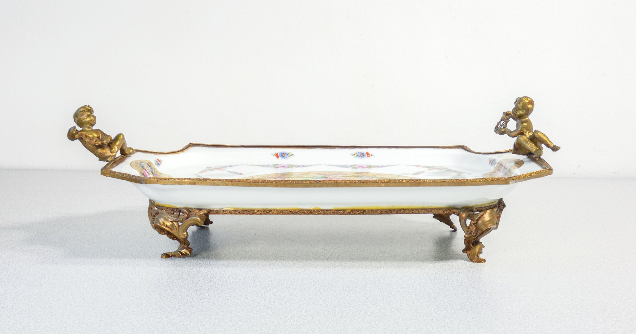 alzata porcellana vieux limoges porcelaine de france dipinta a mano centrotavola