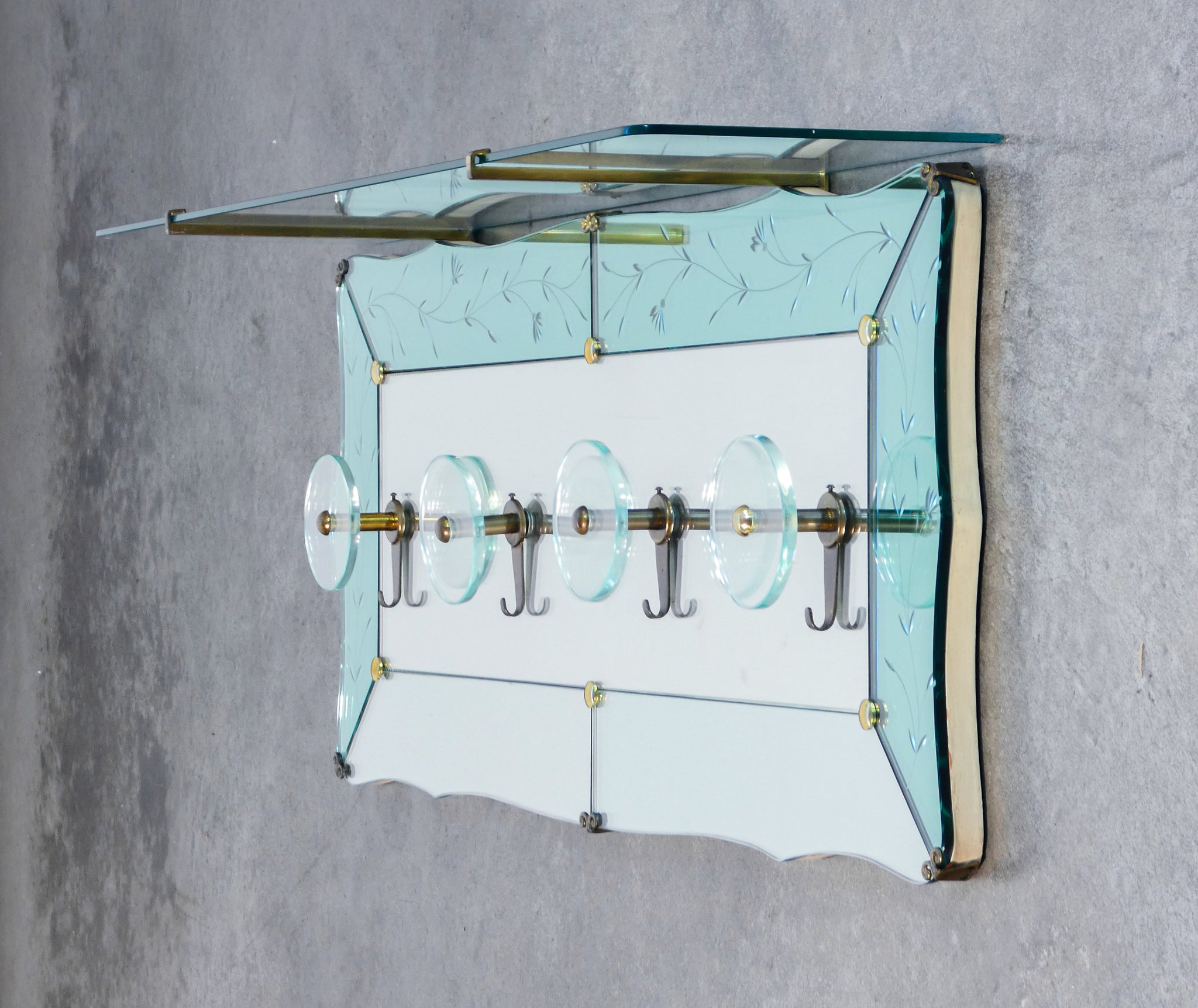 appendiabili cristal art epoca 1940s vetro specchio vintage coat hanger