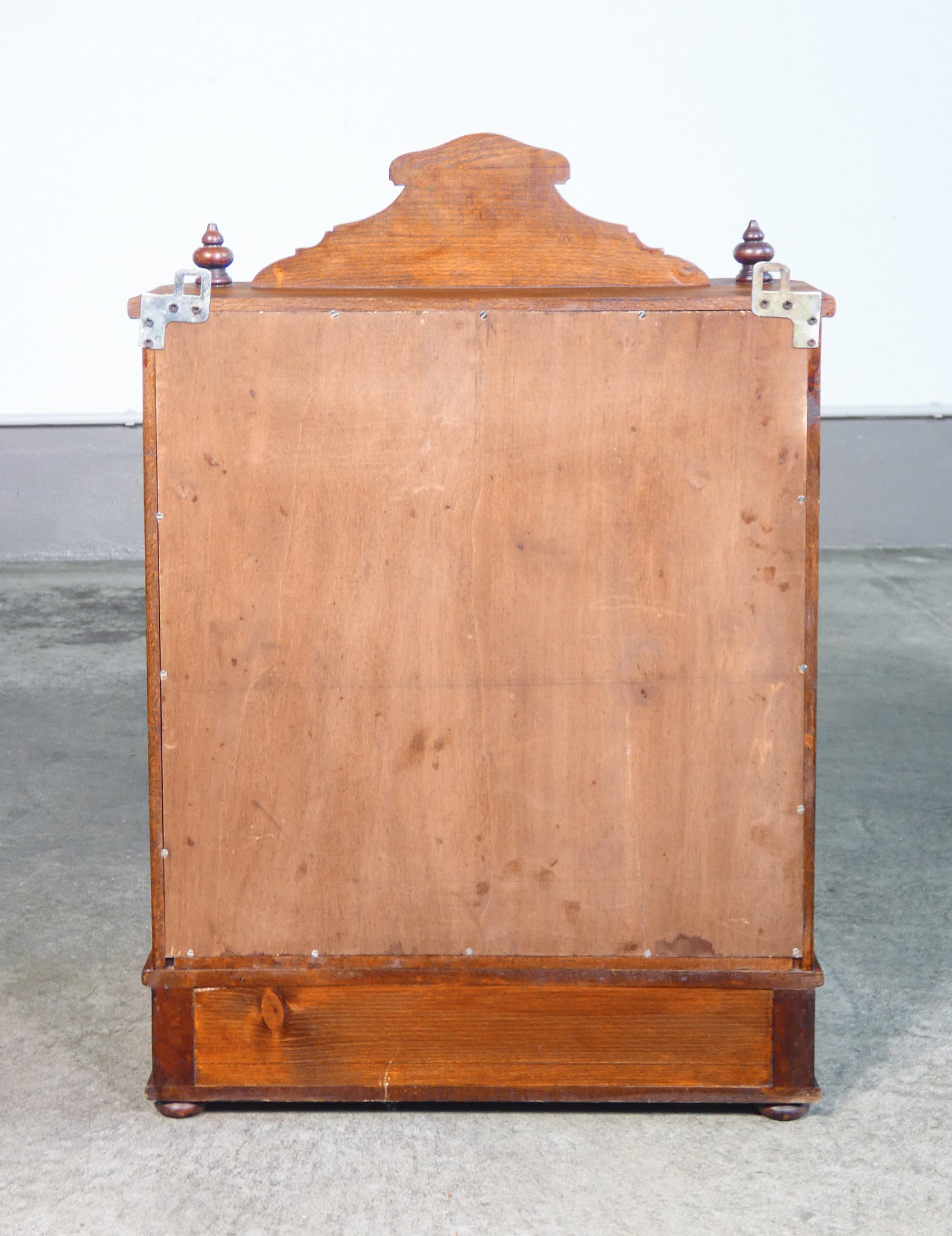 armadietto da tavolo o parete mensole ripiani cassettini legno pioppo epoca 