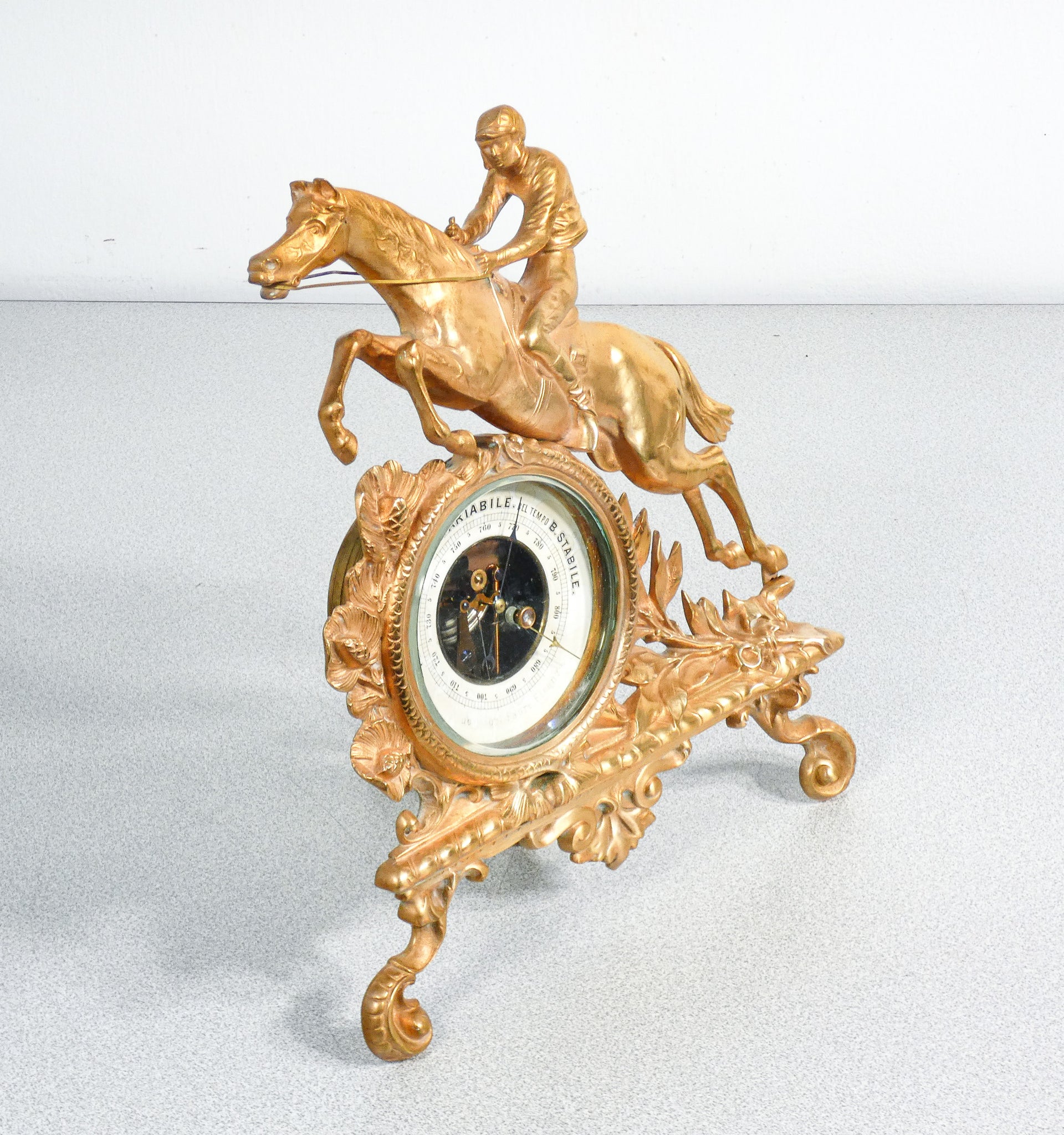 barometro epoca scultura cavallo corsa fantino bronzo fabre firenze antico