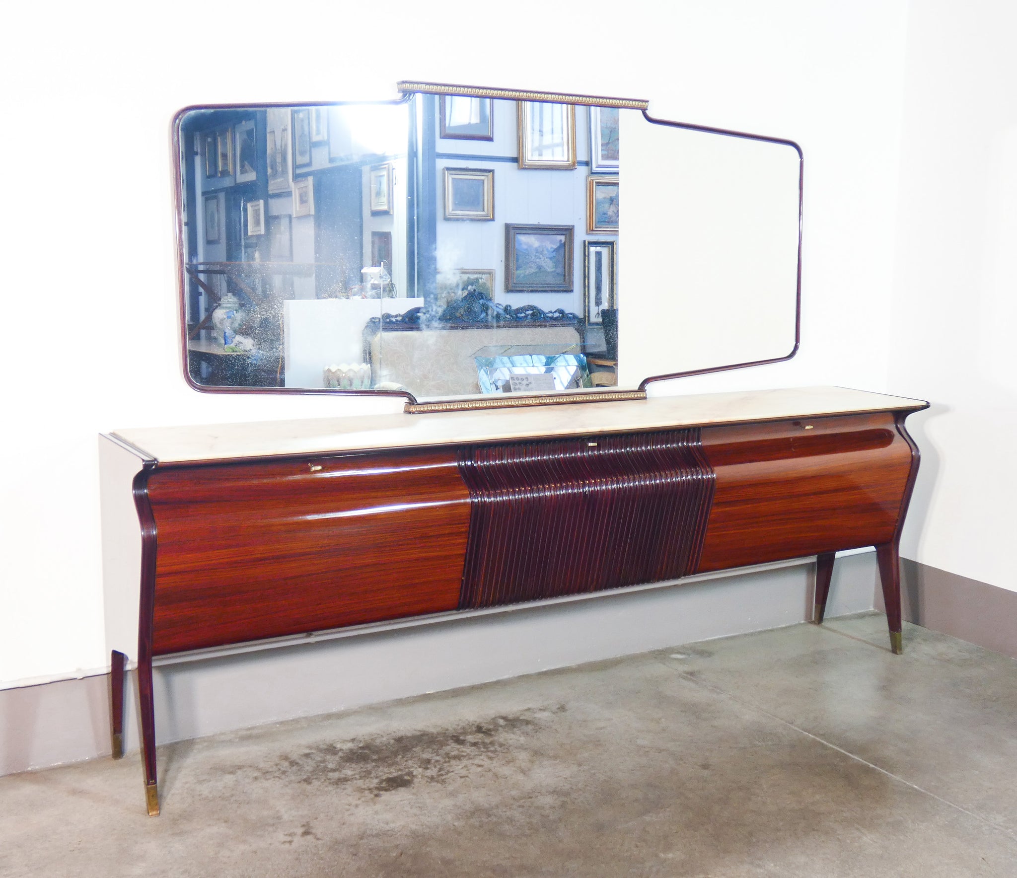 buffet enfilade specchiera specchio credenza design osvaldo borsani 1950s
