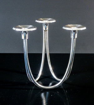 candeliere design italia candelabro metallo argentato 3 bracci 1970s vintage