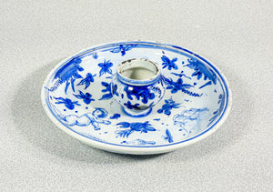 candeliere porta candela albisola savona ceramica dipinta a mano piattino