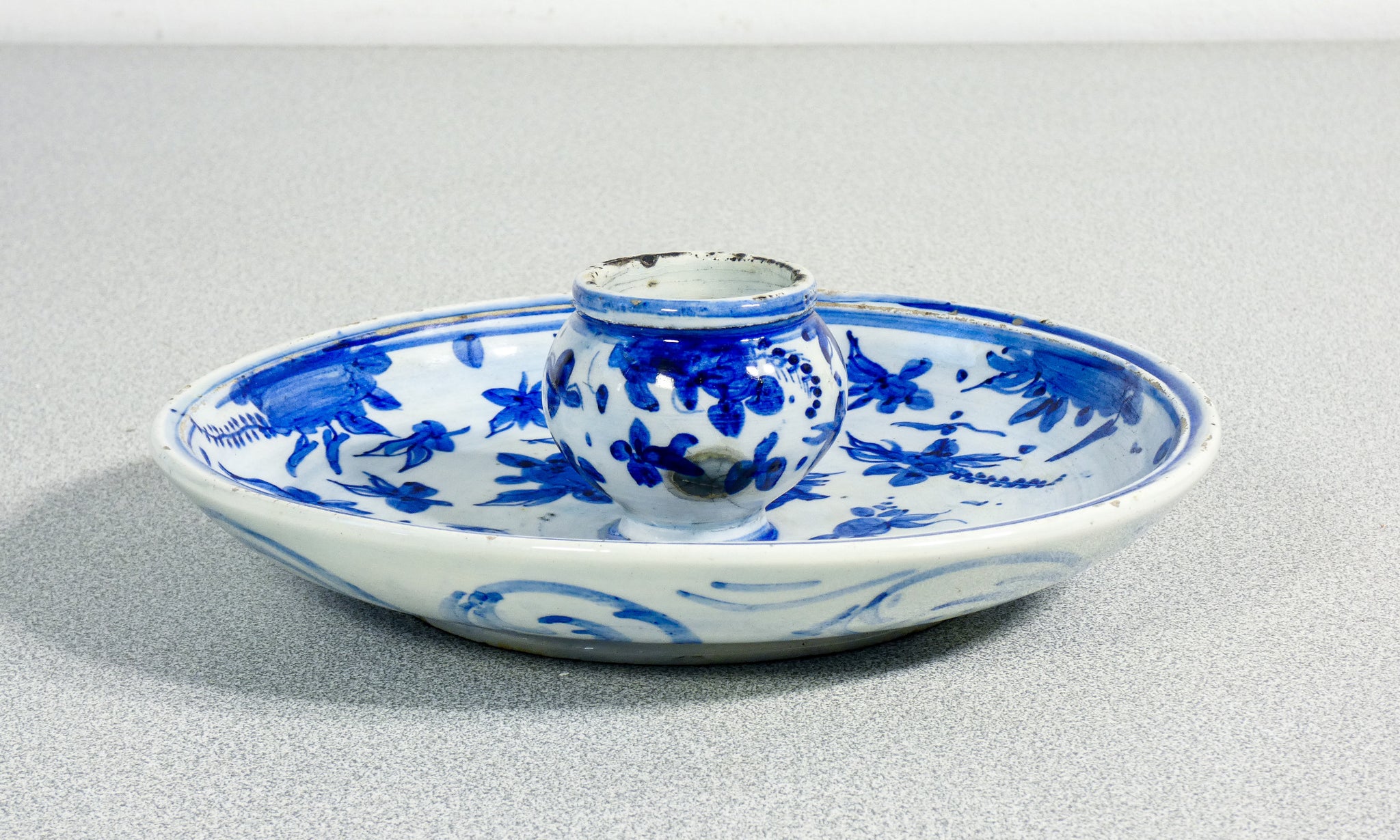 candeliere porta candela albisola savona ceramica dipinta a mano piattino