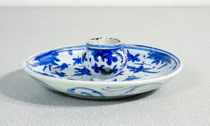 candeliere porta candela albisola savona ceramica dipinta a mano piattino