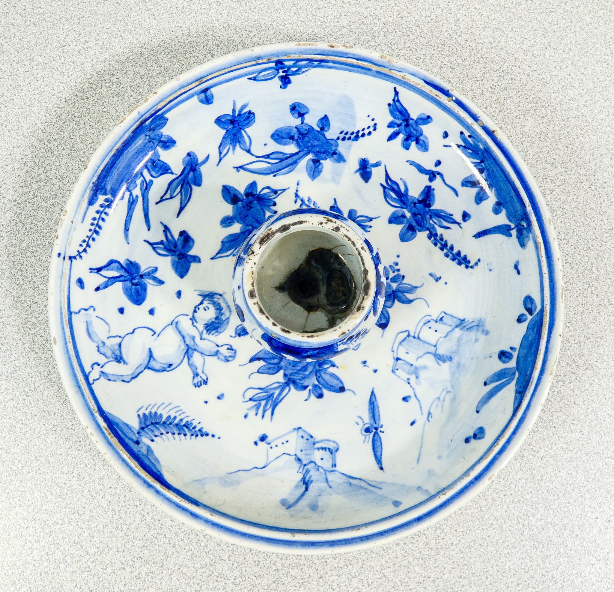 candeliere porta candela albisola savona ceramica dipinta a mano piattino