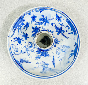 candeliere porta candela albisola savona ceramica dipinta a mano piattino