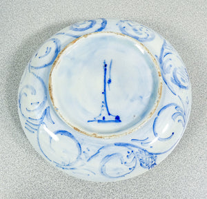 candeliere porta candela albisola savona ceramica dipinta a mano piattino