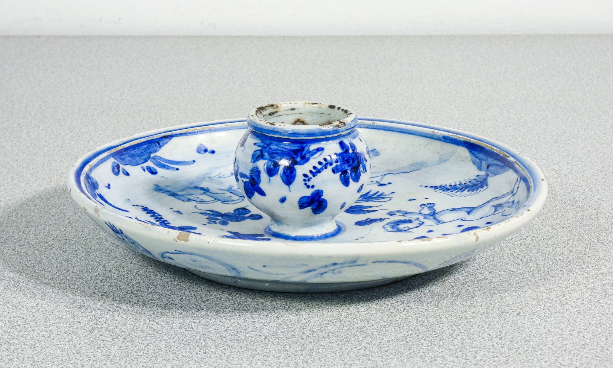 candeliere porta candela albisola savona ceramica dipinta a mano piattino