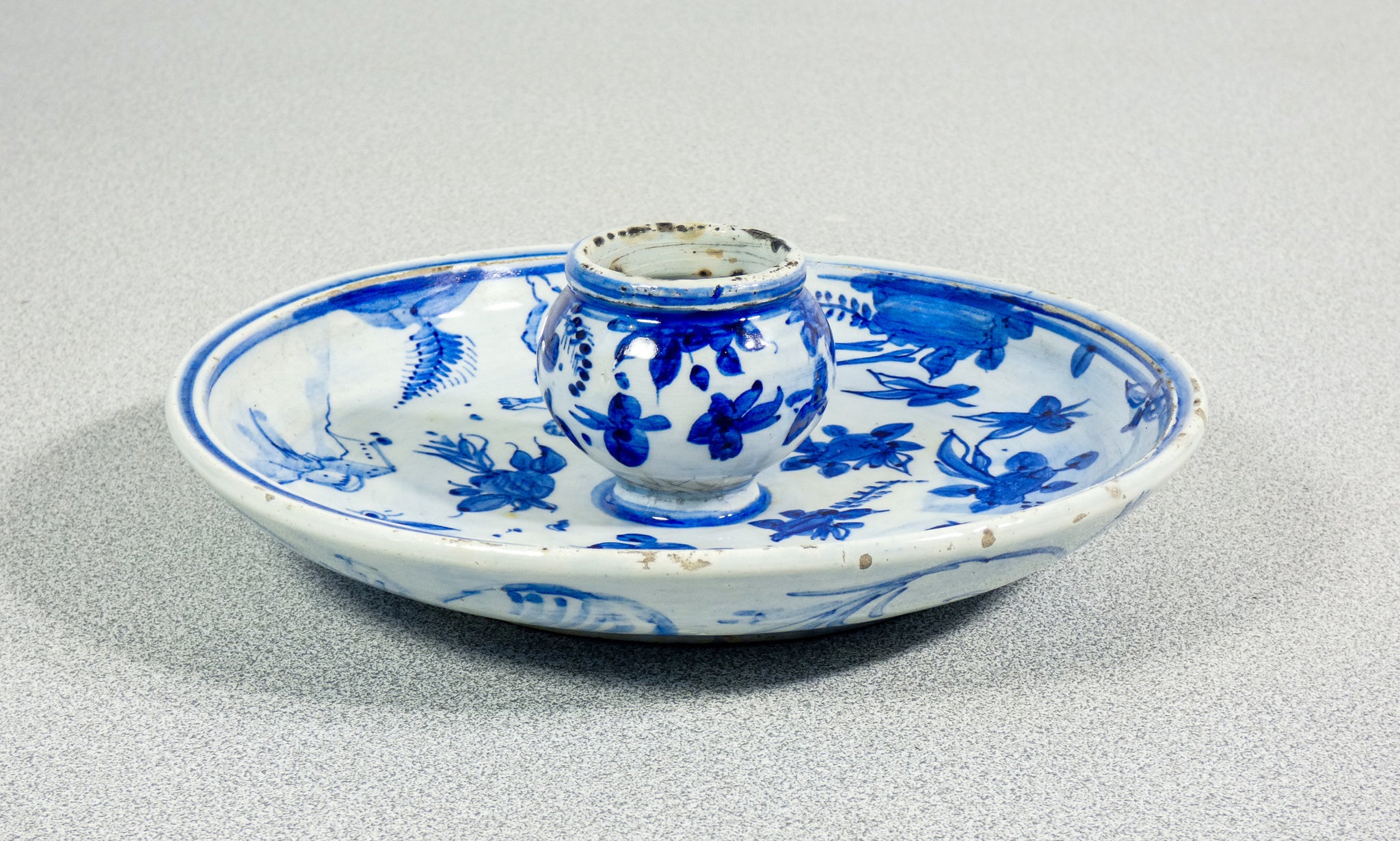 candeliere porta candela albisola savona ceramica dipinta a mano piattino