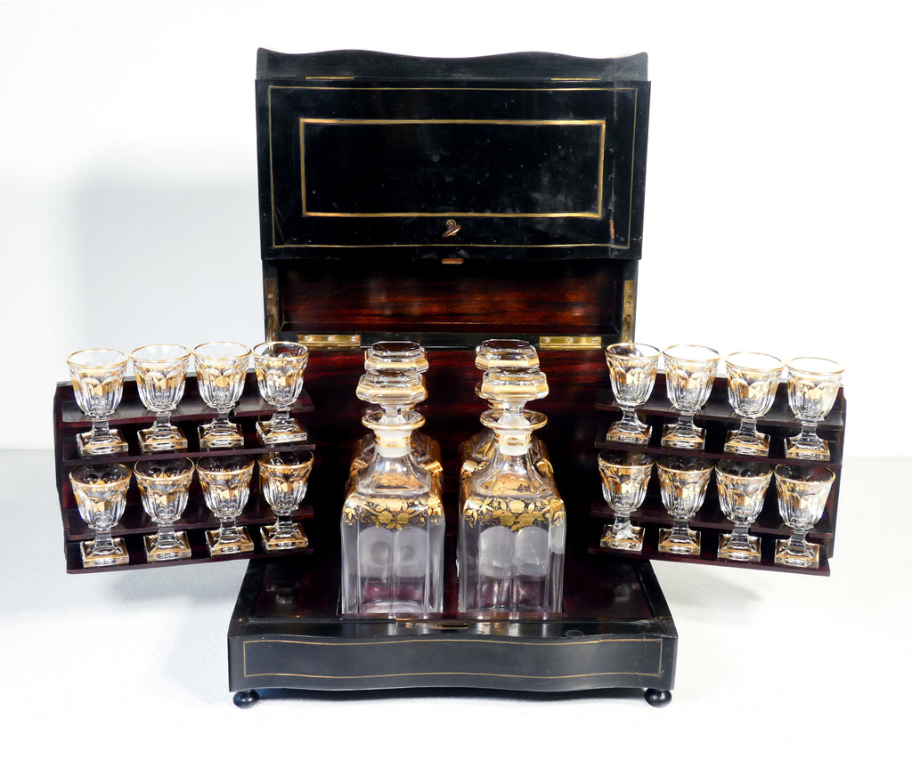 cantinetta liquori cristallo baccarat 4 bottiglie 16 bicchierini napoleone iii 