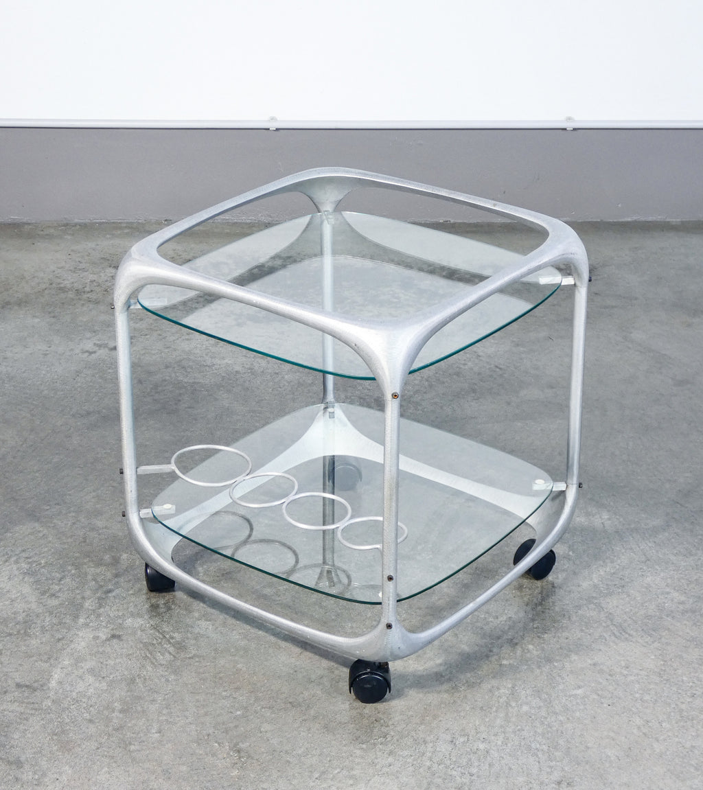 carrello bar design burchiellaro alluminio vintage serving trolley italy 1970