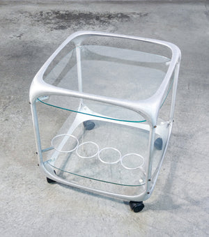 carrello bar design burchiellaro alluminio vintage serving trolley italy 1970