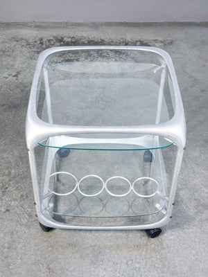 carrello bar design burchiellaro alluminio vintage serving trolley italy 1970