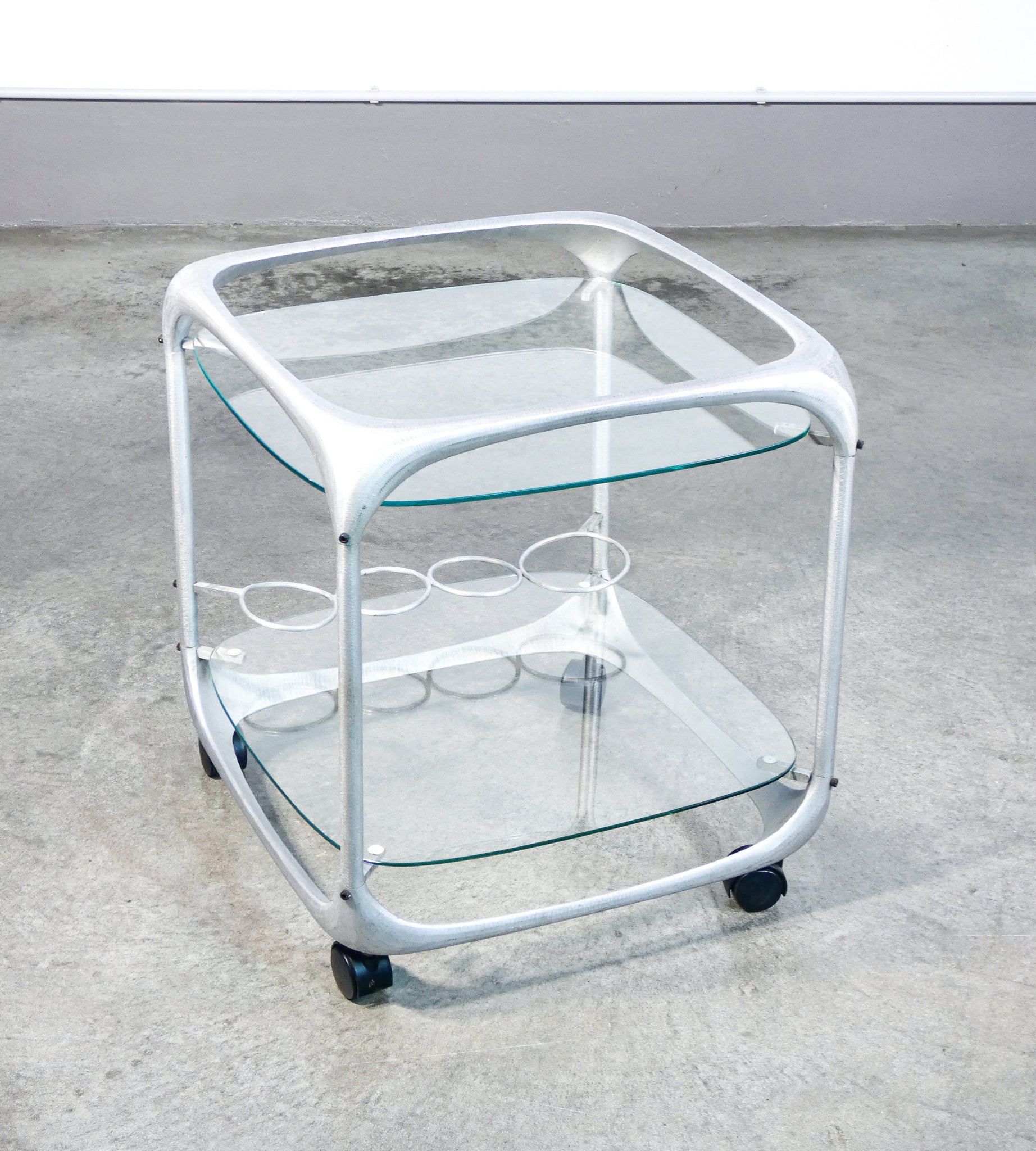 carrello bar design burchiellaro alluminio vintage serving trolley italy 1970