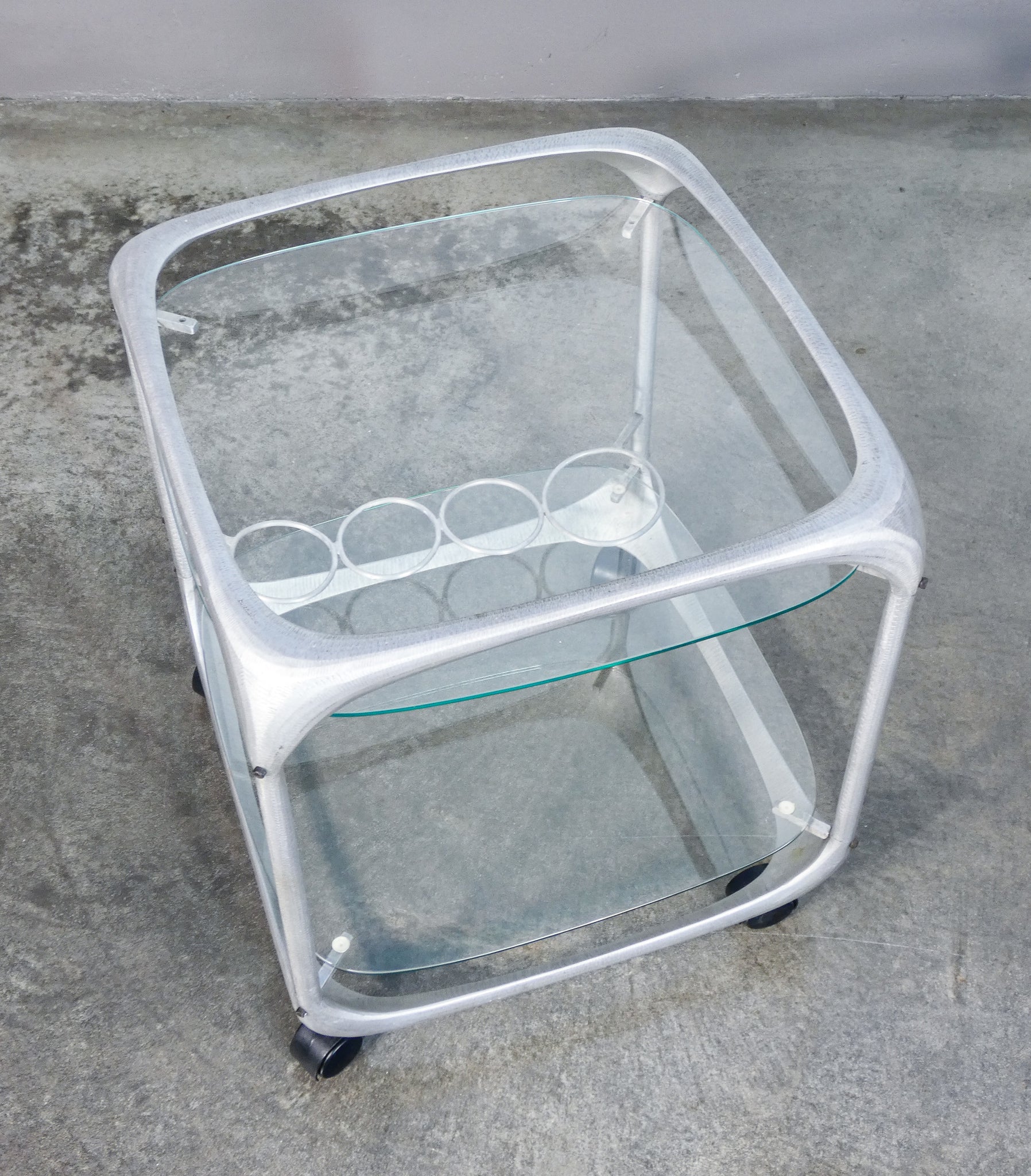 carrello bar design burchiellaro alluminio vintage serving trolley italy 1970