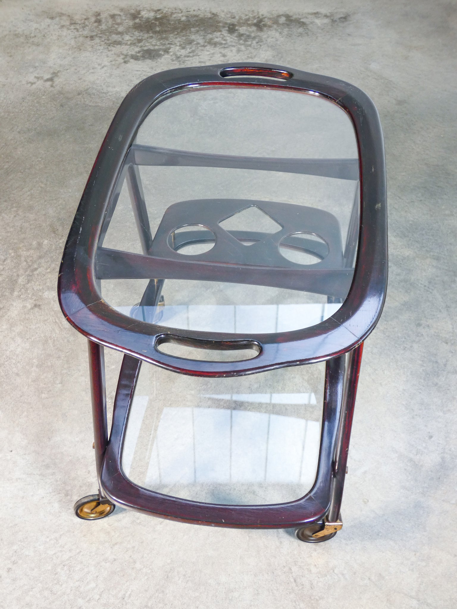 carrello portavivande design cesare lacca epoca 1930s legno vassoio vetro