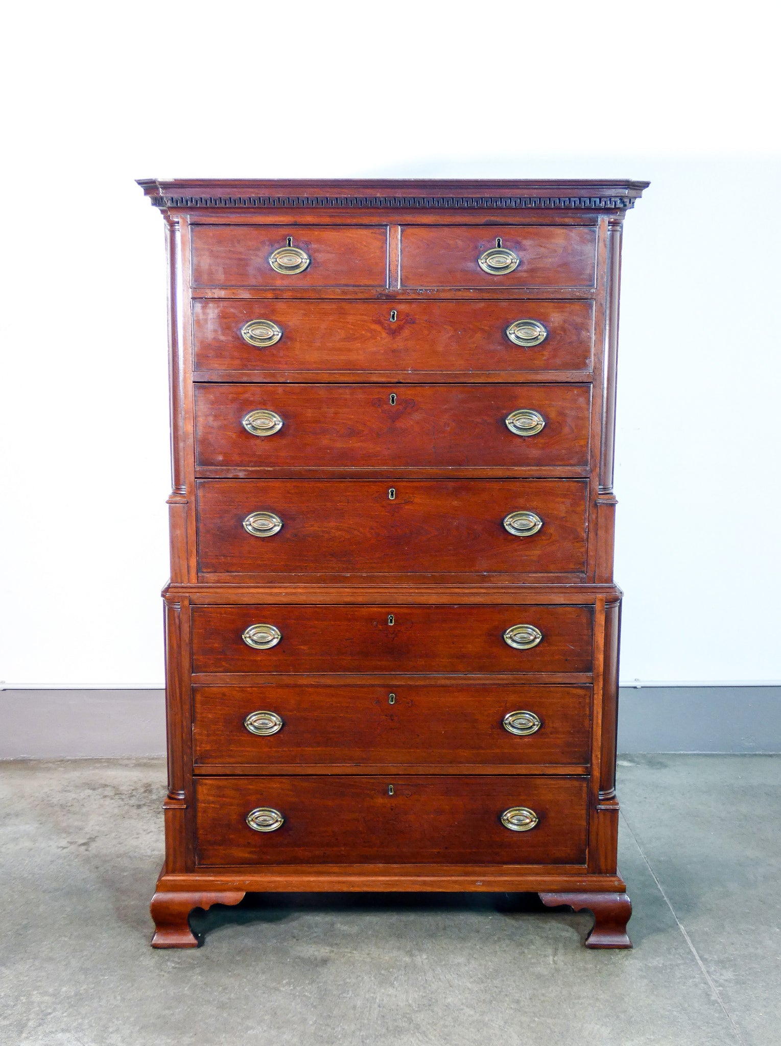 cassettiera settimanale georgiano epoca 1700 como legno lastronato antica