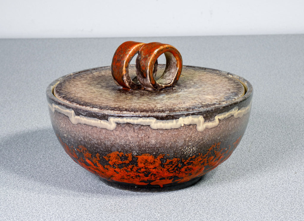 ciotola firmata strehla keramik ceramica maiolica smalto fat lava germania
