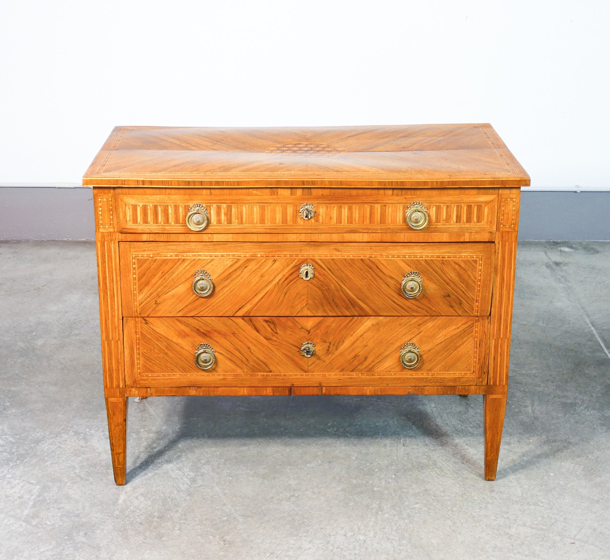 como luigi xvi originale epoca 1700 legno intarsiato noce cassettone antico