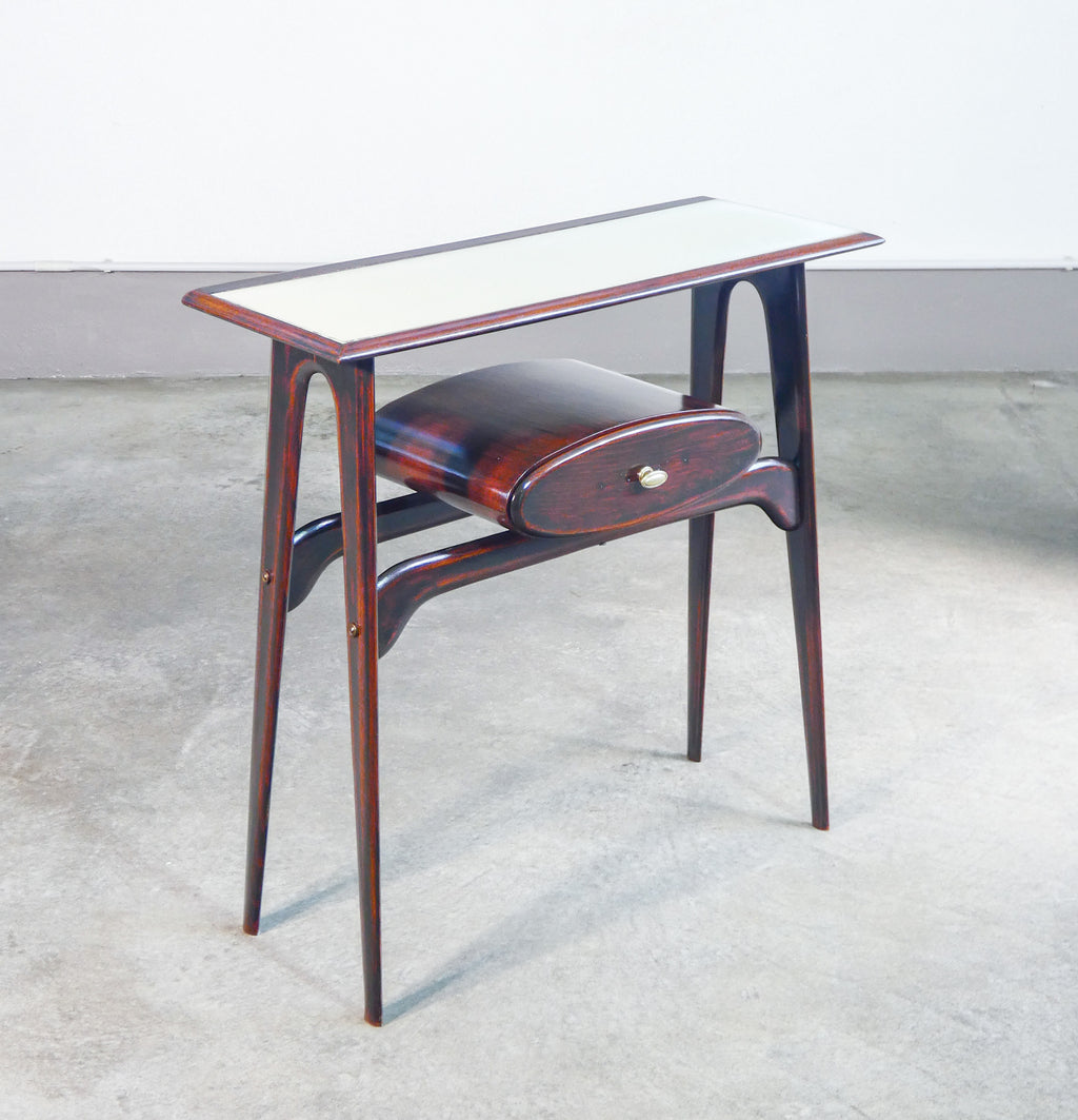 console design ignazio gardella italia 1950s legno vetro tavolino da parete