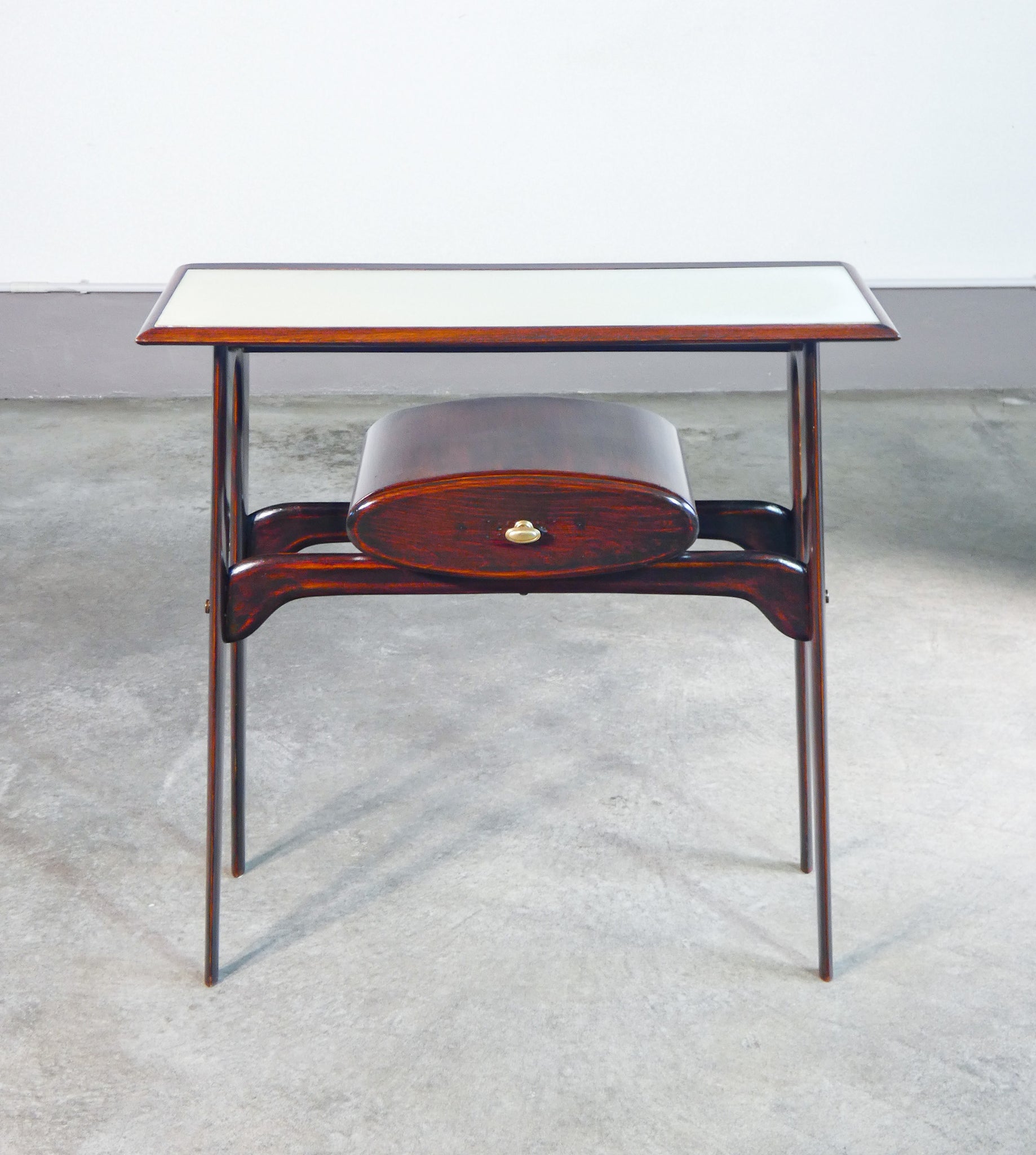 console design ignazio gardella italia 1950s legno vetro tavolino da parete
