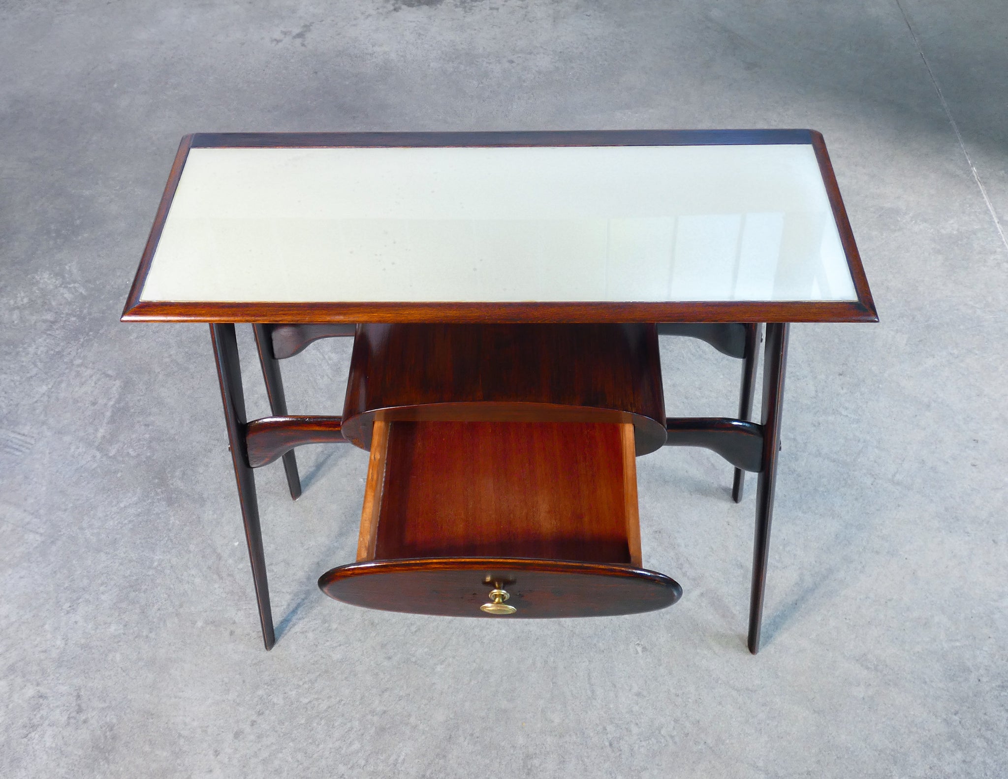 console design ignazio gardella italia 1950s legno vetro tavolino da parete