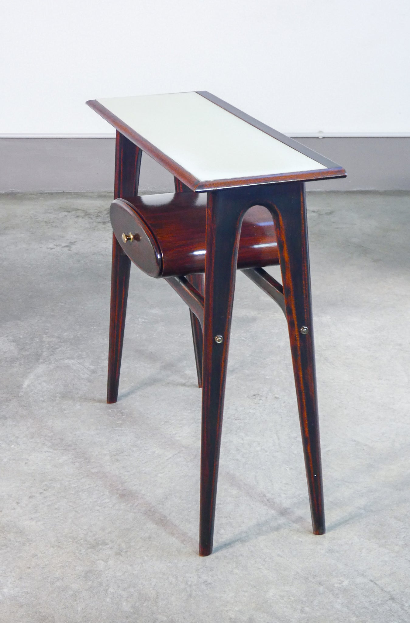 console design ignazio gardella italia 1950s legno vetro tavolino da parete