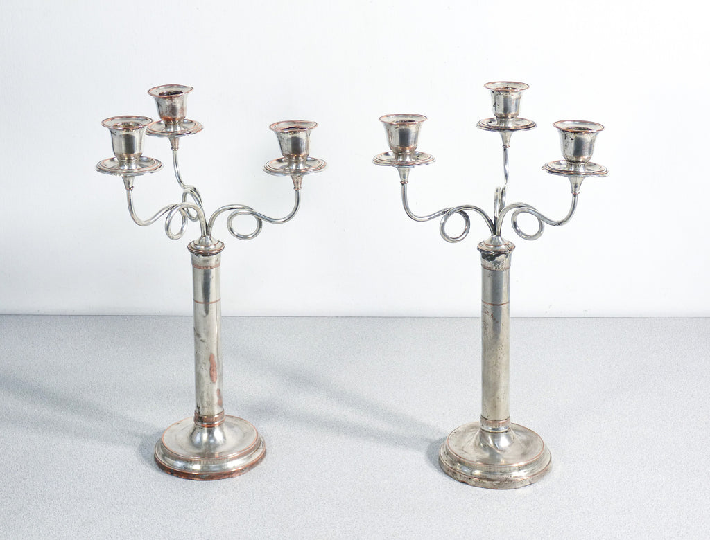 coppia candelabri candelieri placcato argento old sheffield epoca 1800 antica