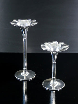 coppia candelieri candelabri argento 925 fiore giuseppe silva epoca 1970s