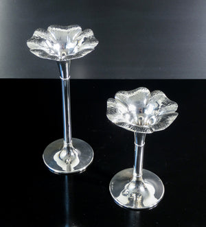 coppia candelieri candelabri argento 925 fiore giuseppe silva epoca 1970s