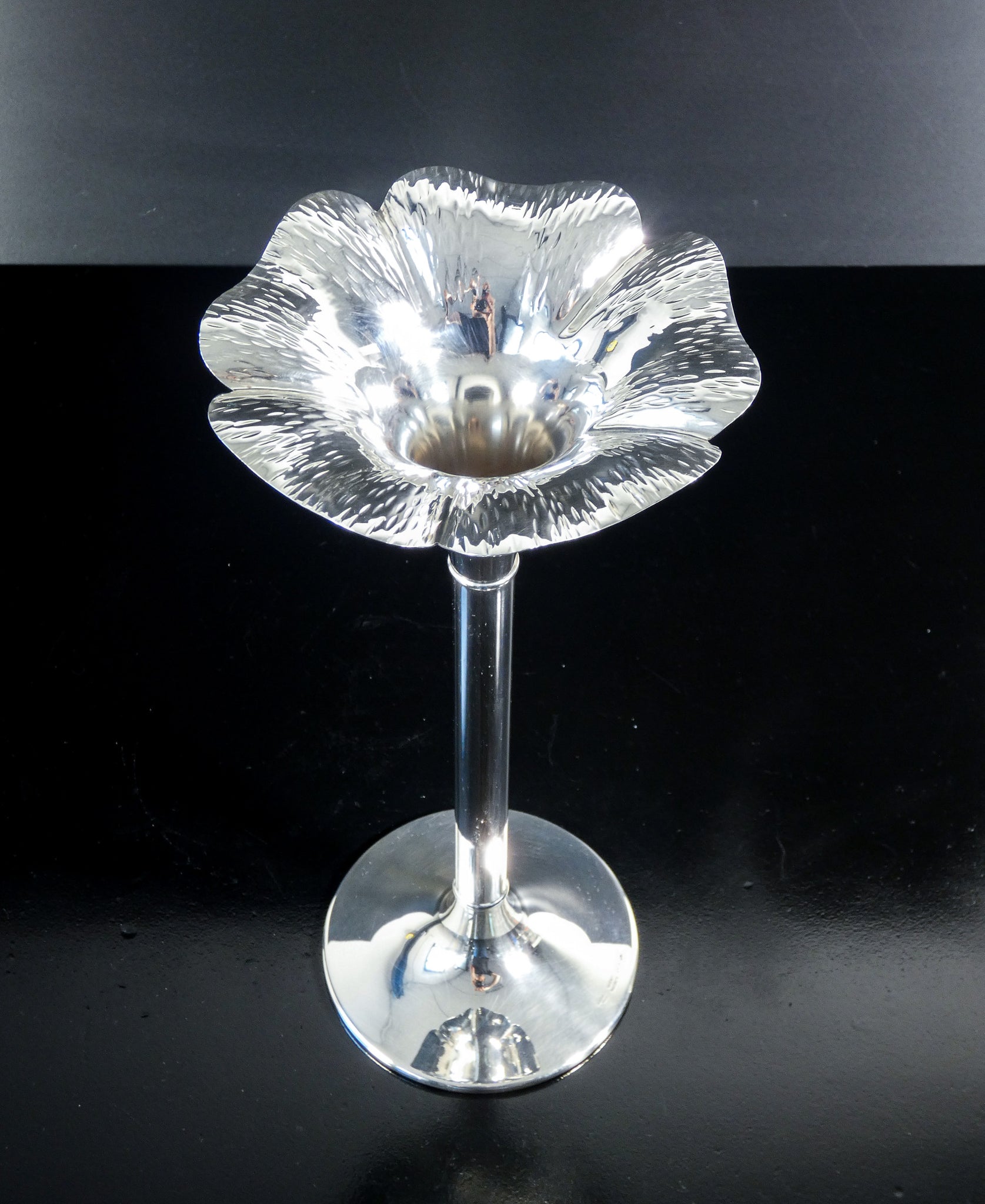 coppia candelieri candelabri argento 925 fiore giuseppe silva epoca 1970s