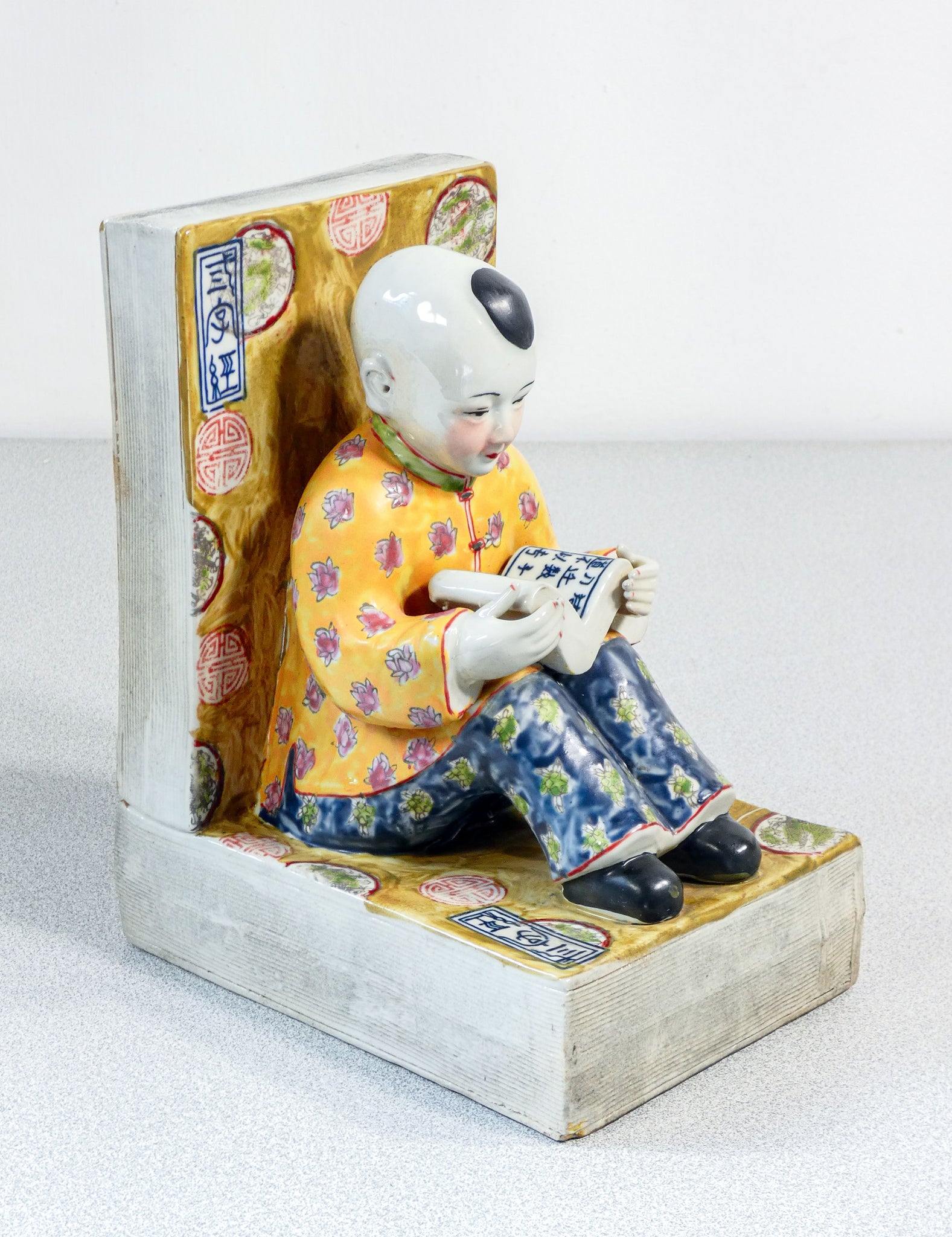coppia fermalibri sculture porcellana dipinta a mano cina uomo donna lettori