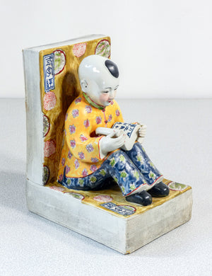 coppia fermalibri sculture porcellana dipinta a mano cina uomo donna lettori