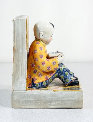 coppia fermalibri sculture porcellana dipinta a mano cina uomo donna lettori