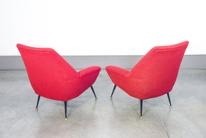 coppia poltrone design italia epoca 1950s stile gigi radice vintage armchair