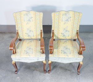 coppia poltrone stile impero legno massello noce epoca sedie braccioli salotto 
