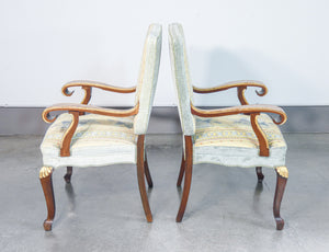 coppia poltrone stile impero legno massello noce epoca sedie braccioli salotto 