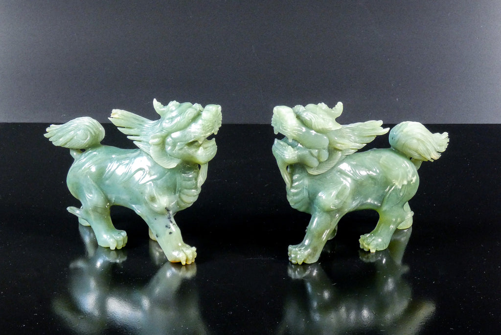 coppia scultura leone guardiano giada shi shi cane fo cina fu dog komainu