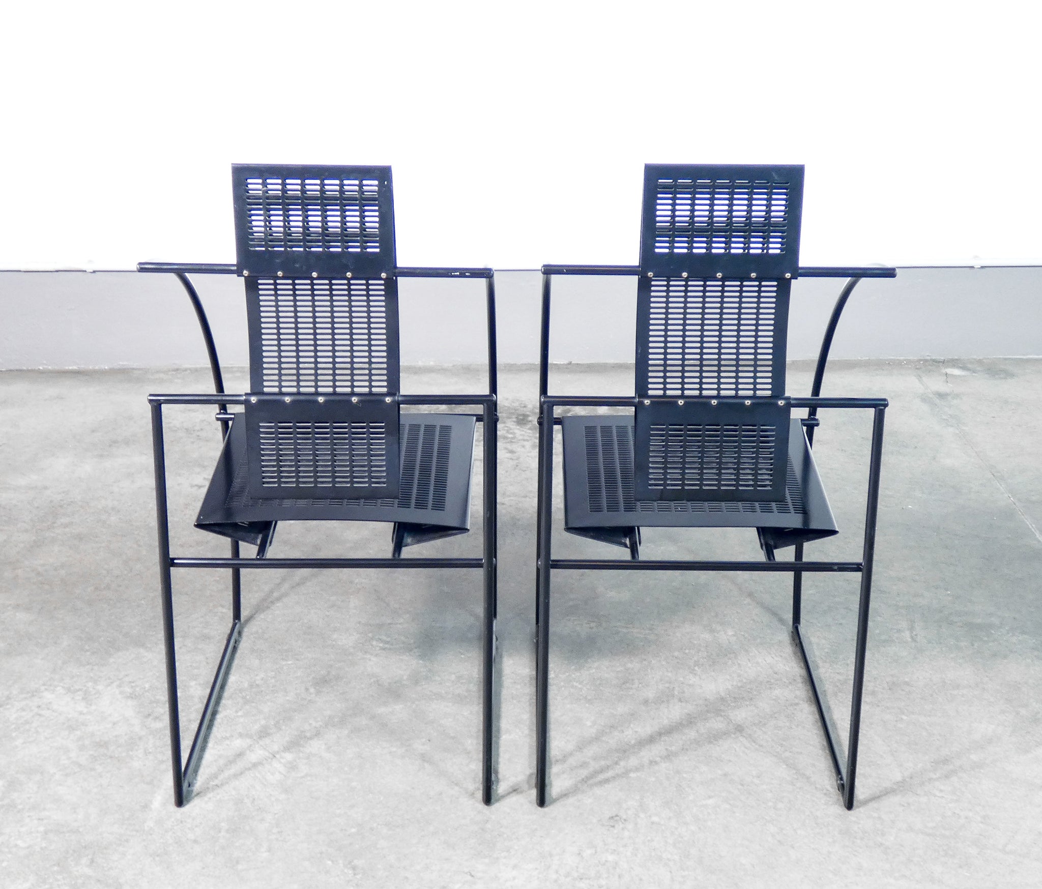 coppia sedie mod quinta design mario botta per alias laccato nero epoca 1980s