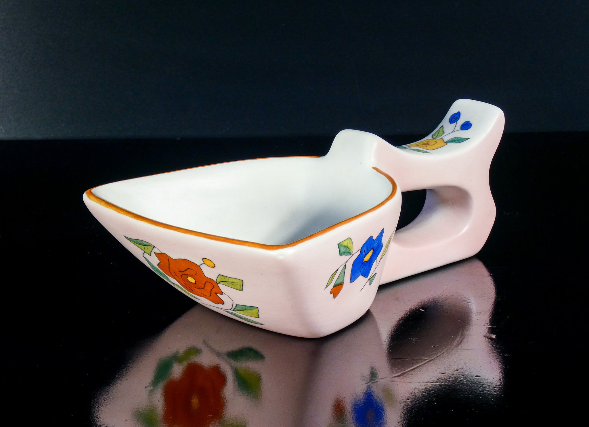 coppia vasi svuotatasche lenci ceramica dipinta a mano torino epoca 1940s