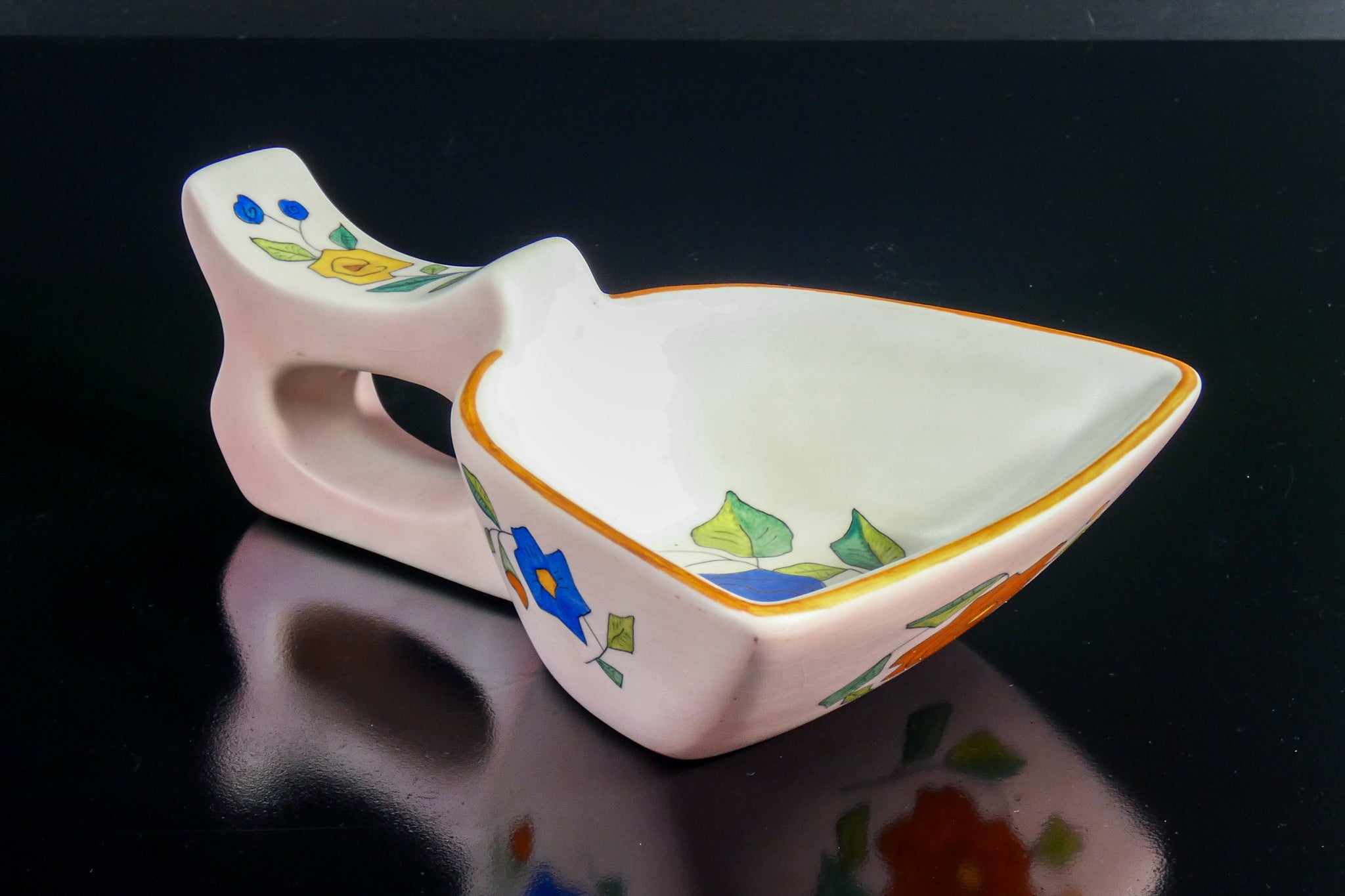 coppia vasi svuotatasche lenci ceramica dipinta a mano torino epoca 1940s