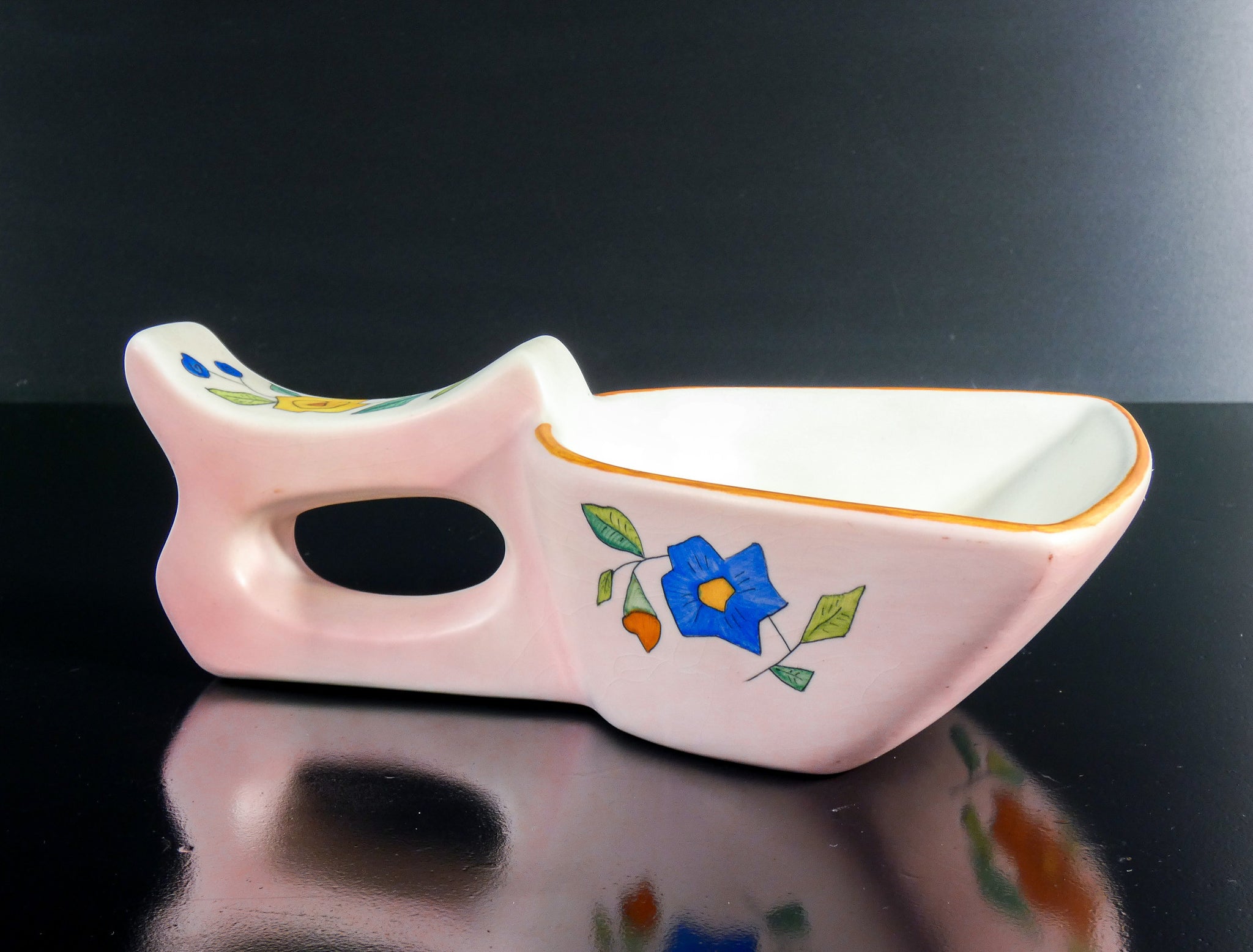 coppia vasi svuotatasche lenci ceramica dipinta a mano torino epoca 1940s