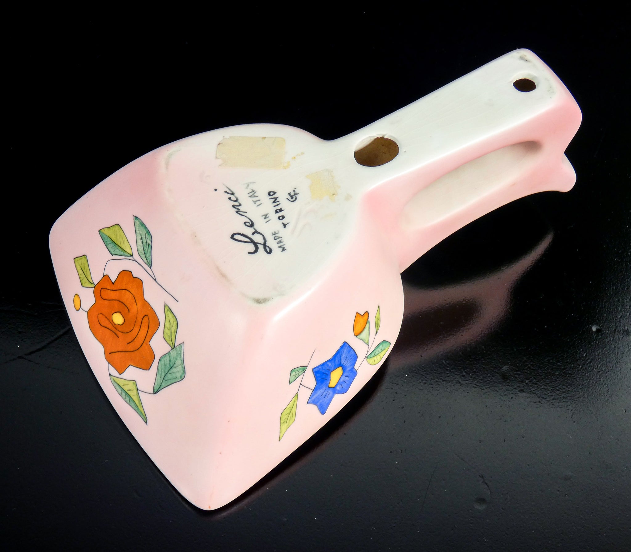 coppia vasi svuotatasche lenci ceramica dipinta a mano torino epoca 1940s