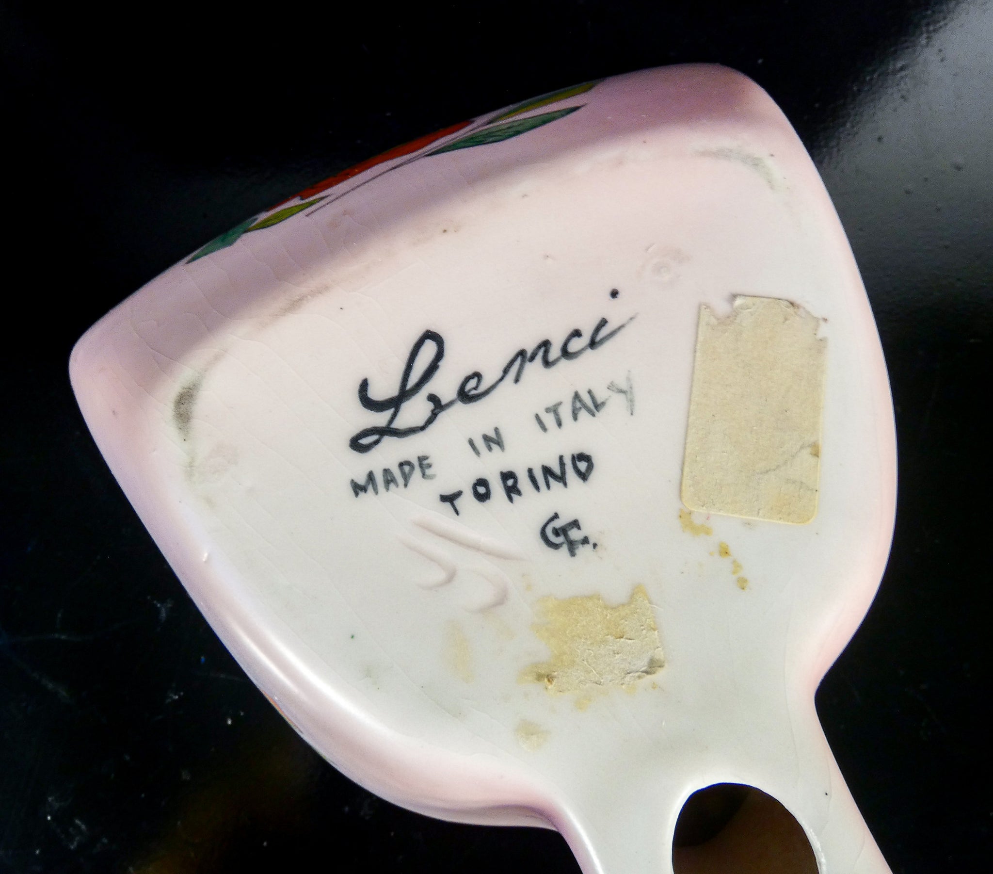 coppia vasi svuotatasche lenci ceramica dipinta a mano torino epoca 1940s