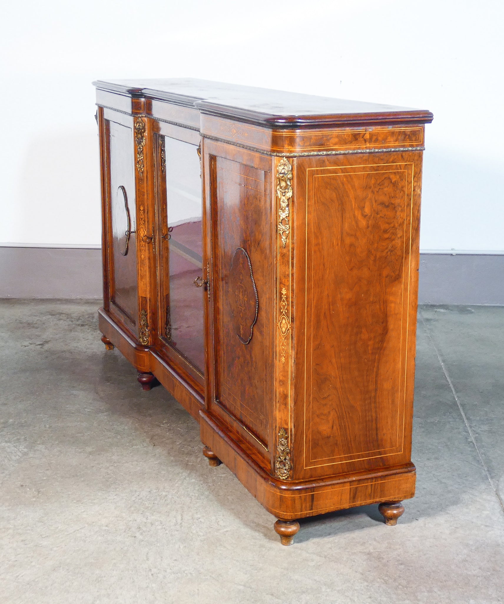 credenza napoleone iii legno radica intarsiata epoca 1800 3 ante antica