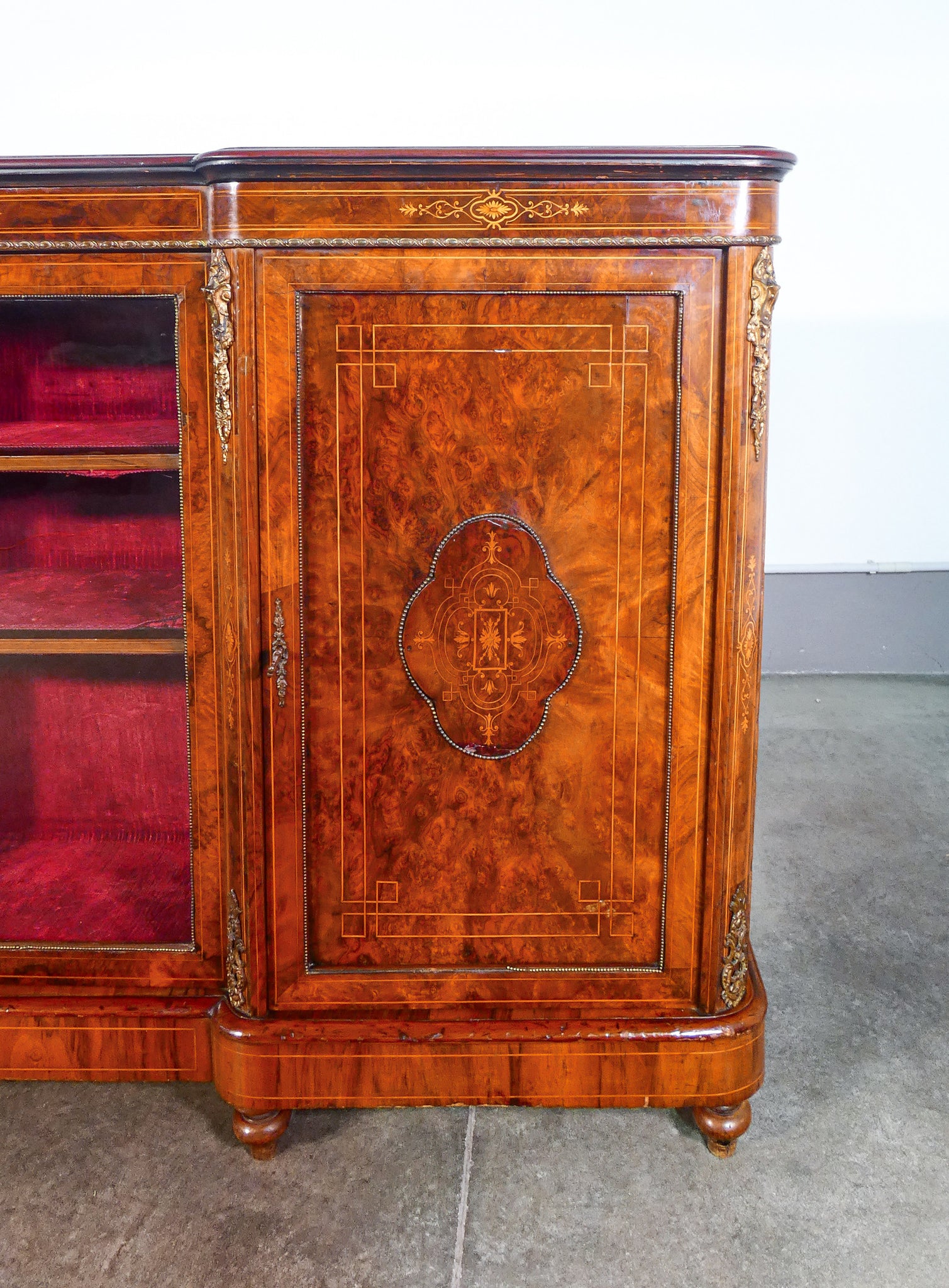 credenza napoleone iii legno radica intarsiata epoca 1800 3 ante antica