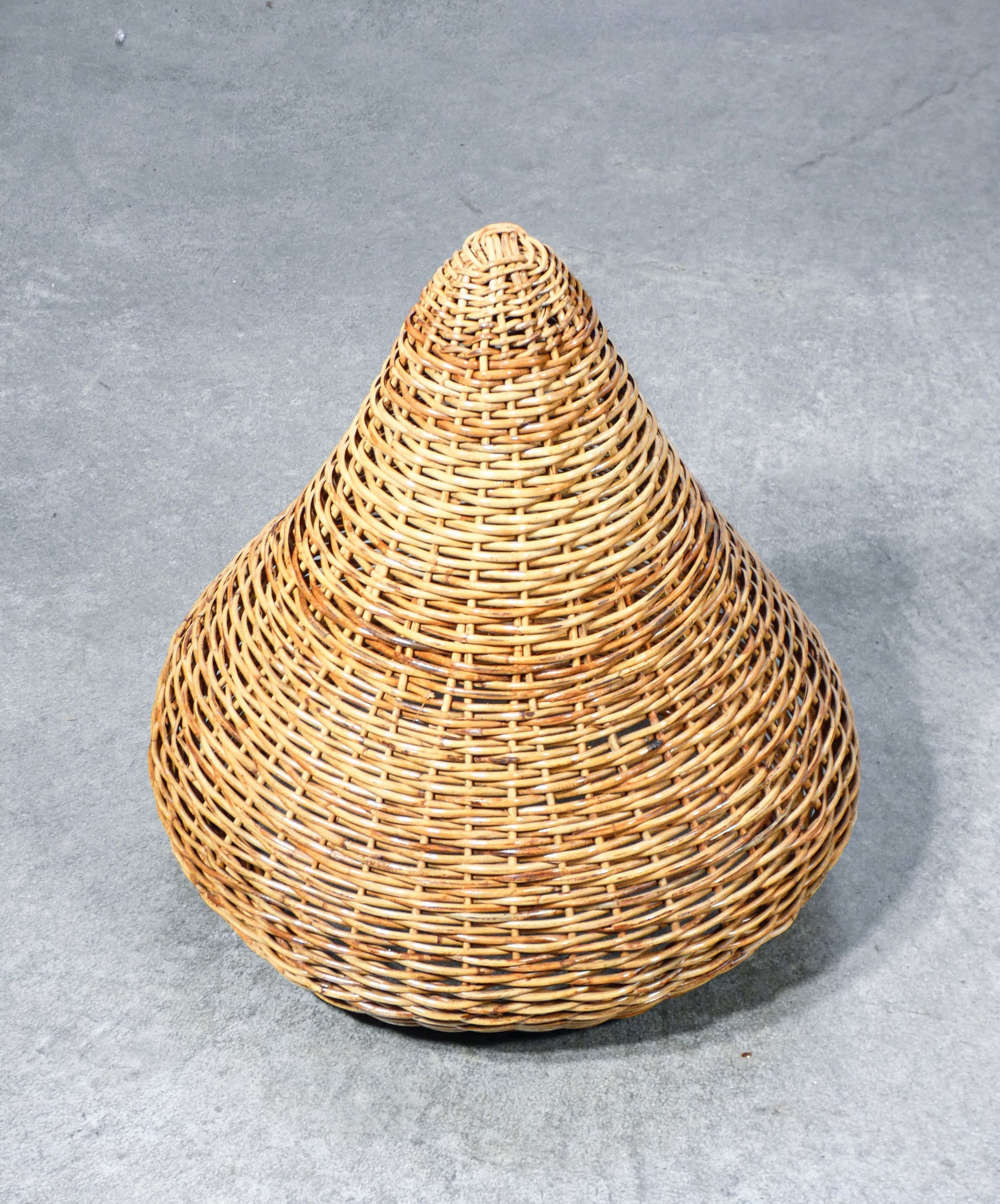 fioriera rattan cesto vimini design italia 1950 porta vasi cachepot treppiede