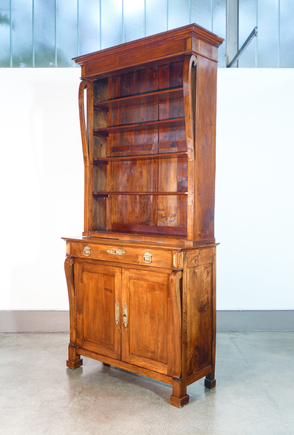 grande libreria credenza stile impero legno massello noce epoca 1800 armadio